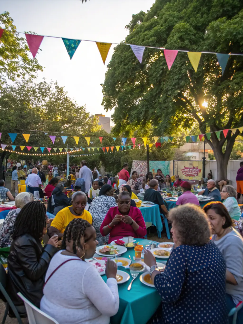 A photograph of a social event organized by the association, showing members enjoying food and drinks together, highlighting the social aspect and community bonding fostered by the organization.