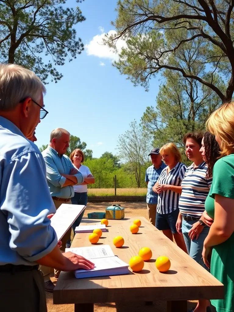 Image of a beginner workshop, showing new participants learning the basics of boules with guidance from instructors.